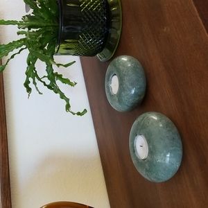 Pair of heavy marble candle holders